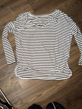 American Eagle Outfitters Black & White Striped Long Sleeve Top
